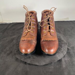 Ariat Brown Leather Lace-Up Kiltie Ankle Boots ARIAT Brown Leather Kiltie Western Granny Low Heel Lace Up  main image 4