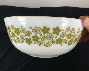 Bol à mélanger Crazy Daisy Nesting en Pyrex vintage, 4 pintes, numéro 404 le plus grand bol à mélanger