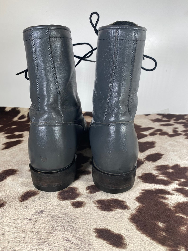 10B Damen Vintage Grau Justin Leder Schnürung, Kiltie Stiefel, Steampunk, Abnehmbare Kiltie Abnehmbare Laschen, Vintage Stiefelette Bild 6