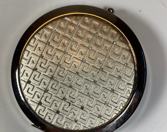 Vintage Silver Plated Compact Double Sided Compact Mirror