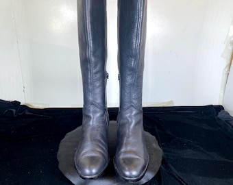 Women's 7.5 Louise et Cie, Black Leather, Full Calf Riding Boots in Very Good Condition