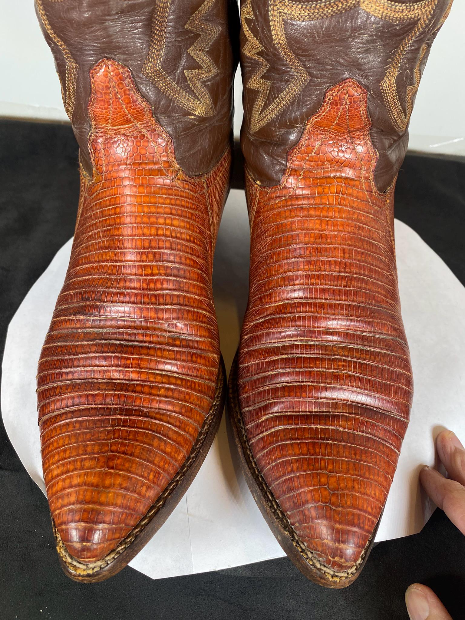 Vintage Two-tone Teju Lizard Cowboy Boots: Men display picture 2