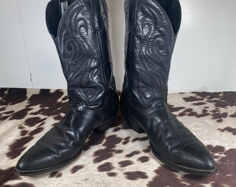 Men's 12 M Vintage Code West Black Leather, Western Cowboy Boot, Made in the USA