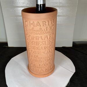 Rare and Unique Vintage Terracotta Wine Cooler or Chiller,  Excellent Vintage Condition, Double Sided Decoration with listed wines, Gaetano