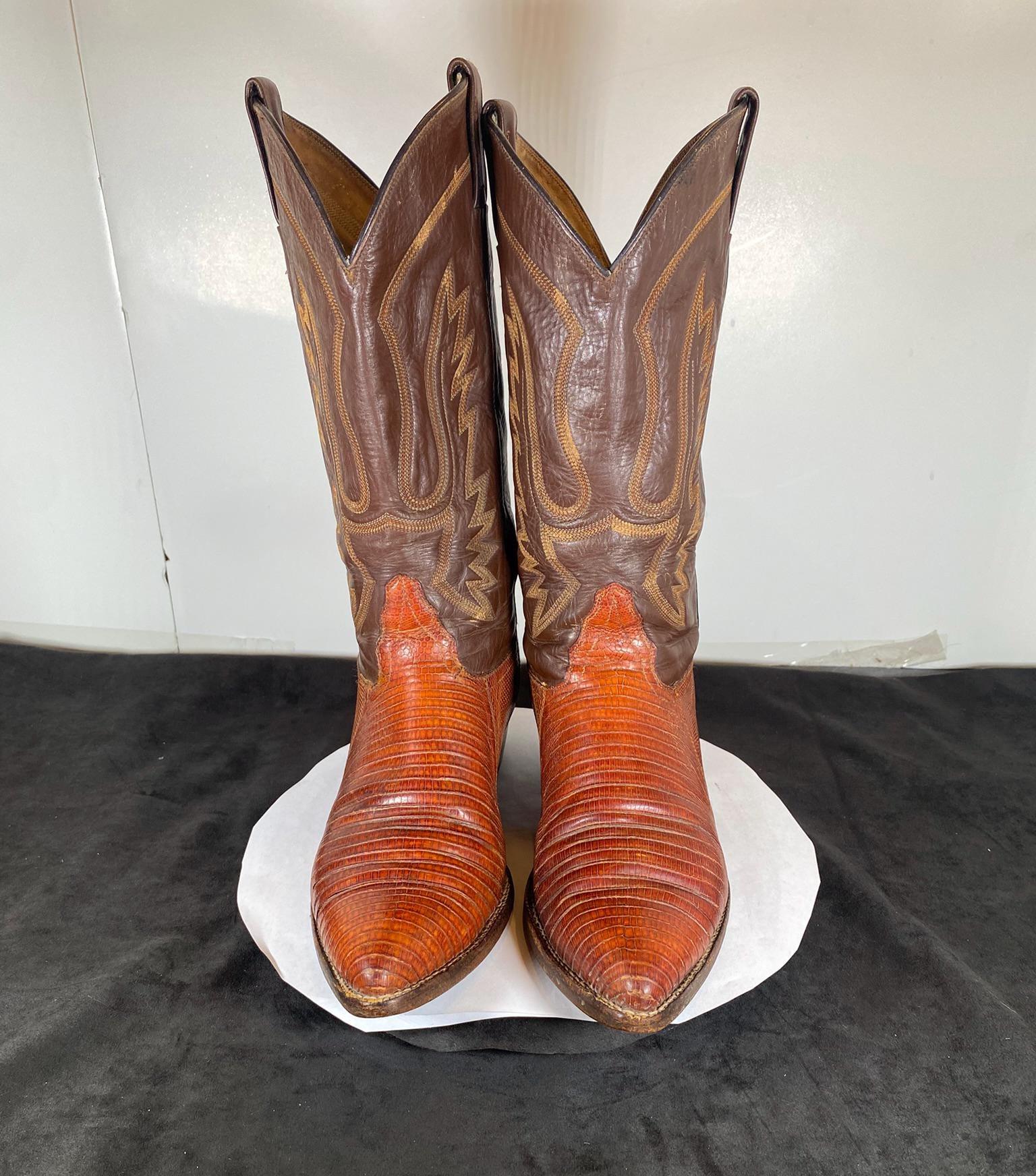 Bottines Western Exotiques Teju Lizard - Véritable Peau De Lézard, Fabriquées Au Mexique