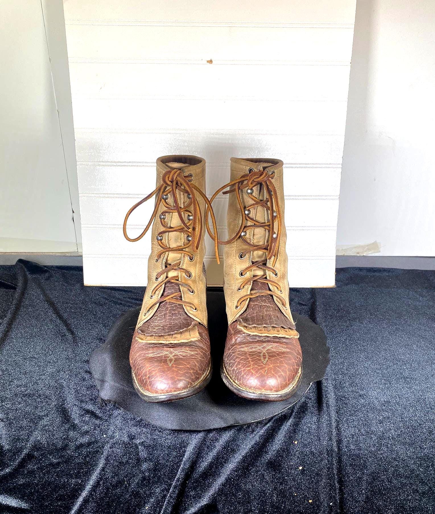Justin Work Boots 0772 Mens Brown Leather Lace Up Kiltie Made in‎ USA sz 11EE JUSTIN Brown Leather Kiltie Lace Up Boots | Mercari main image 4