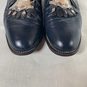 6.5B Rare, Women's Vintage Navy Blue Justin, Lace-up, Kiltie Boots, Steampunk, Silver Accent Kiltie Removable Tabs, Vintage Ankle Boot image 7