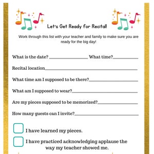 Recital Prep Checklist