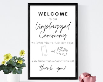 Minimalist Wedding Unplugged Ceremony Sign Instant Digital Download