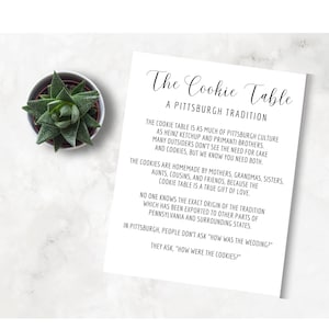 Pittsburgh Cookie Table Tradition Wedding Sign Instant Download