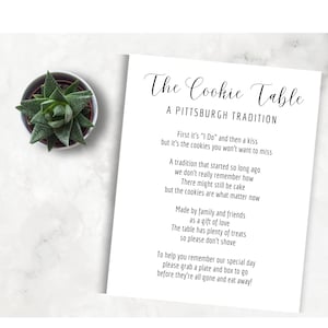 Pittsburgh Cookie Table Sign Wedding Instant Download