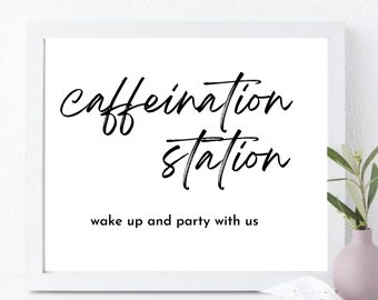 Coffee and Tea Caffeination Station Wedding Sign Instant Digital Download