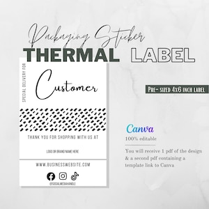 Sealing Stickers Template, Custom Packaging Labels, Small Business Packaging, Thermal Printer Sticker, Thermal Label Design, Canva Template
