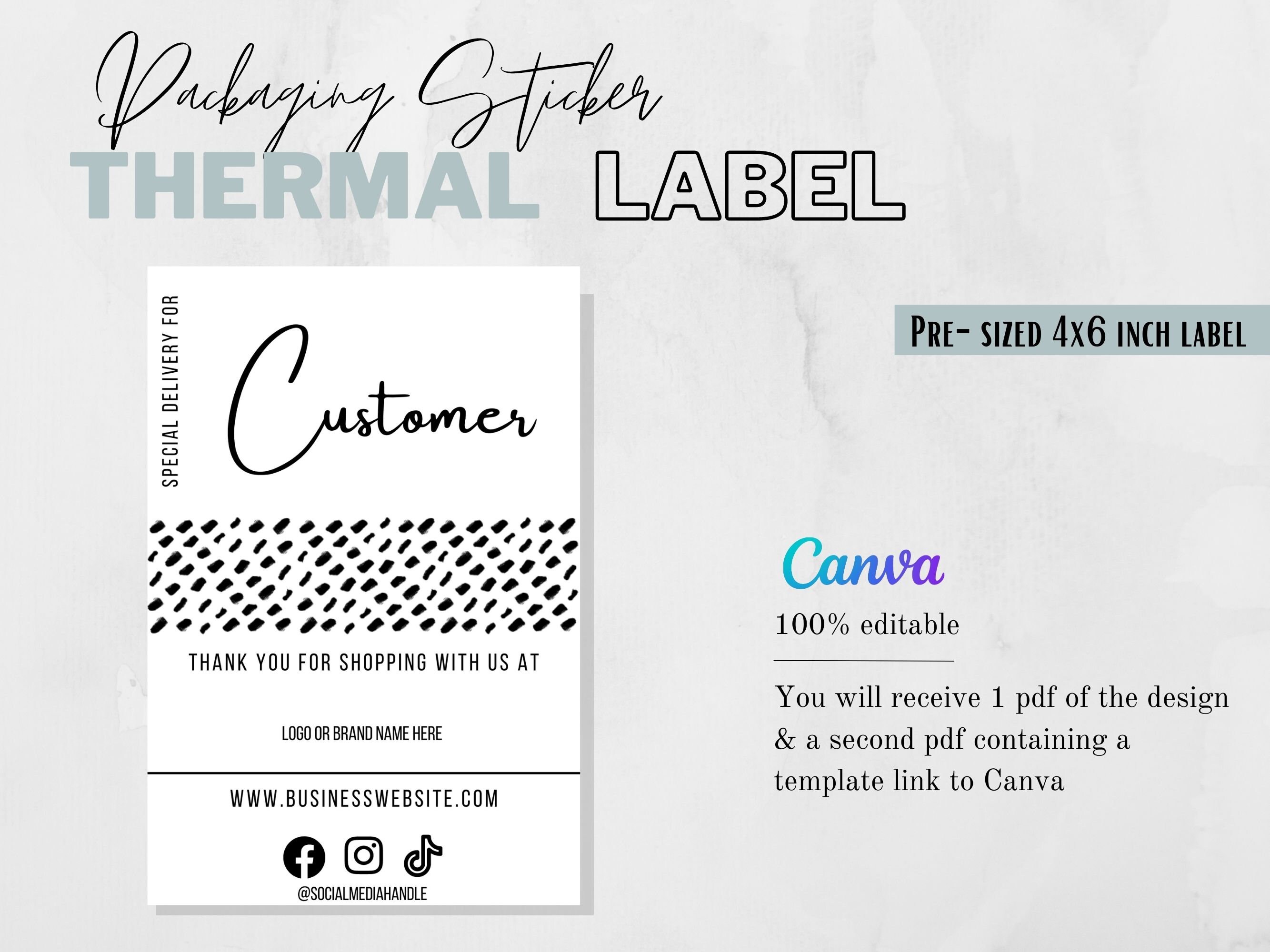 Sealing Stickers Template, Custom Packaging Labels, Small Business Packaging, Thermal Printer Sticker, Thermal Label Design, Canva Template