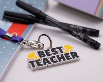 Best Teacher 3D Printed Keychain / Keyring / Lanyard Medal - Perfect Teachers Gift!
