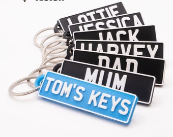 Personalised 3D Printed Number Plate / Registration Plate Keychain / Home Organiser / Gifts for New Drivers / School Nametags etc
