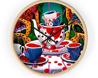 Alice in wonderland tea time mad hatter Wall Clock