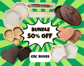 CNC Box Files Bundle: Heart, Pen, Hexagon, Octagon (Digital Files)