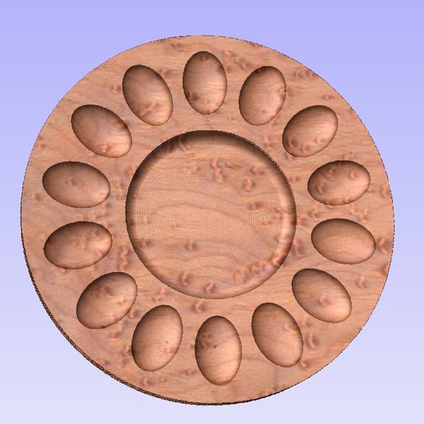 12" Round Deviled Egg Tray w/ Large center pocket Cnc Files (CNC files only, no physical product will ship)