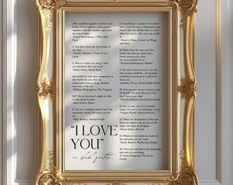 Ich liebe dich im Buch Zitate literarischen Druck, Bücherwurm Wandkunst (digitaler Download)