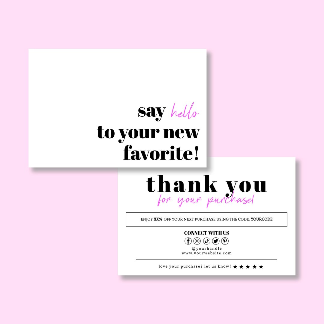 100 Dankeskarten 'Say Hello To Your New Favorite' – 8,9x6,3 Cm, Robuster Karton, In USA Von Frauen Entworfen – Perfekt Für Kleine Unternehmen