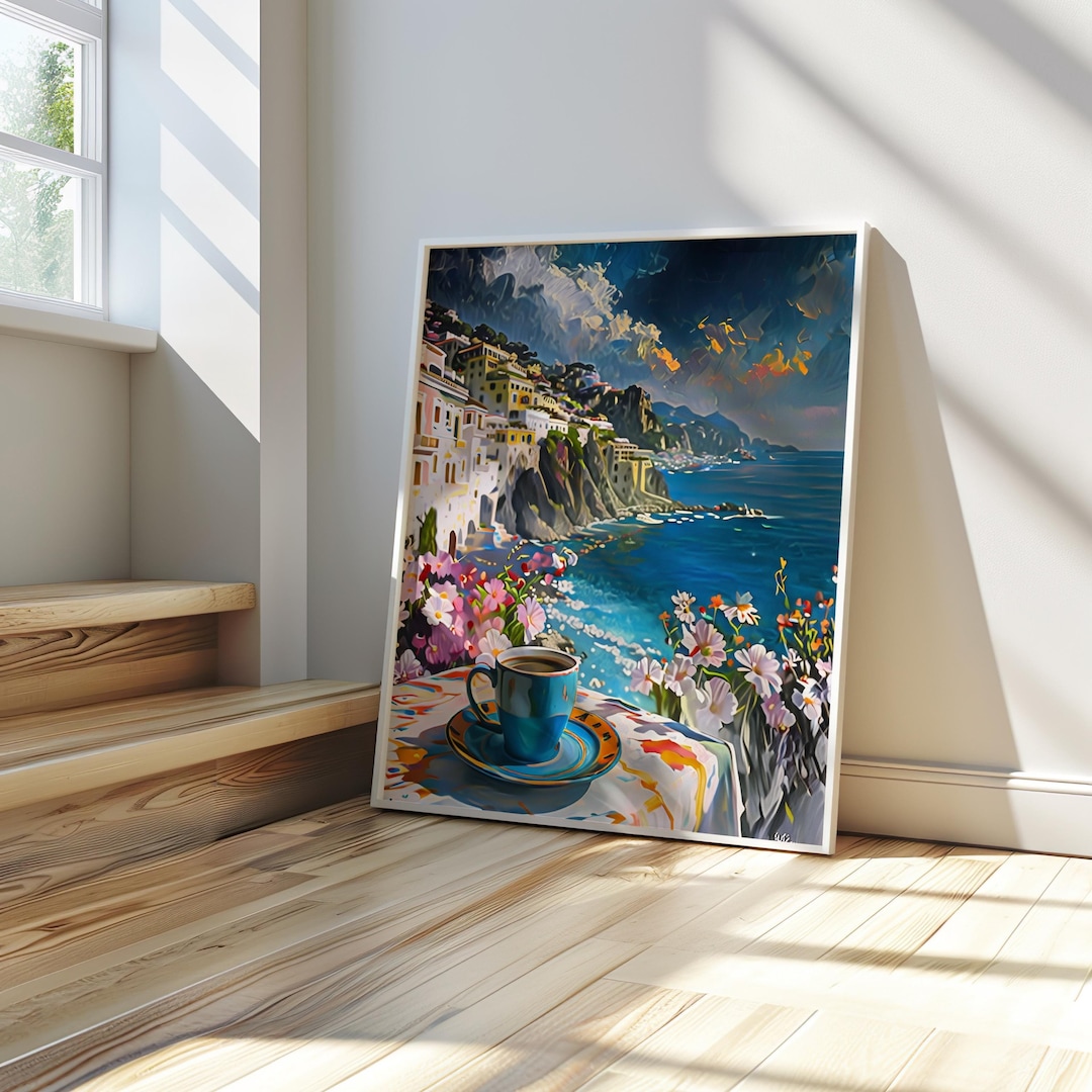 Amalfi Coast Print Cup on the Amalfi Coast Wall Art Travel Oil Painting ...