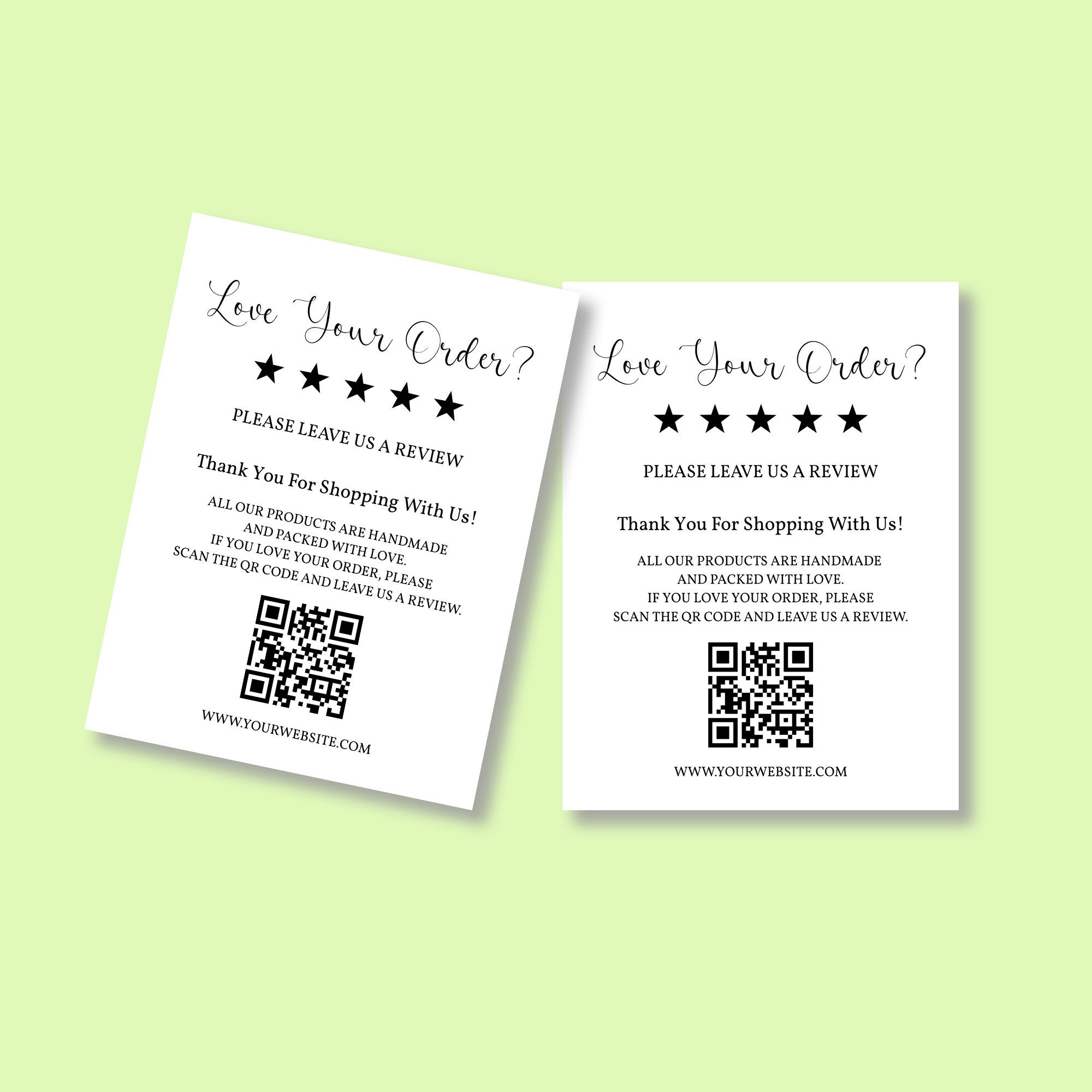 PRINTABLE Leave Review / Thank You Order Insert Card 