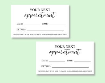 Your Next Appointment Card, Appointment Reminder Printable, Instant Download