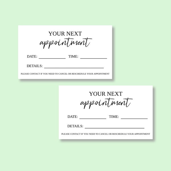 Your Next Appointment Card, Appointment Reminder Printable, Instant Download