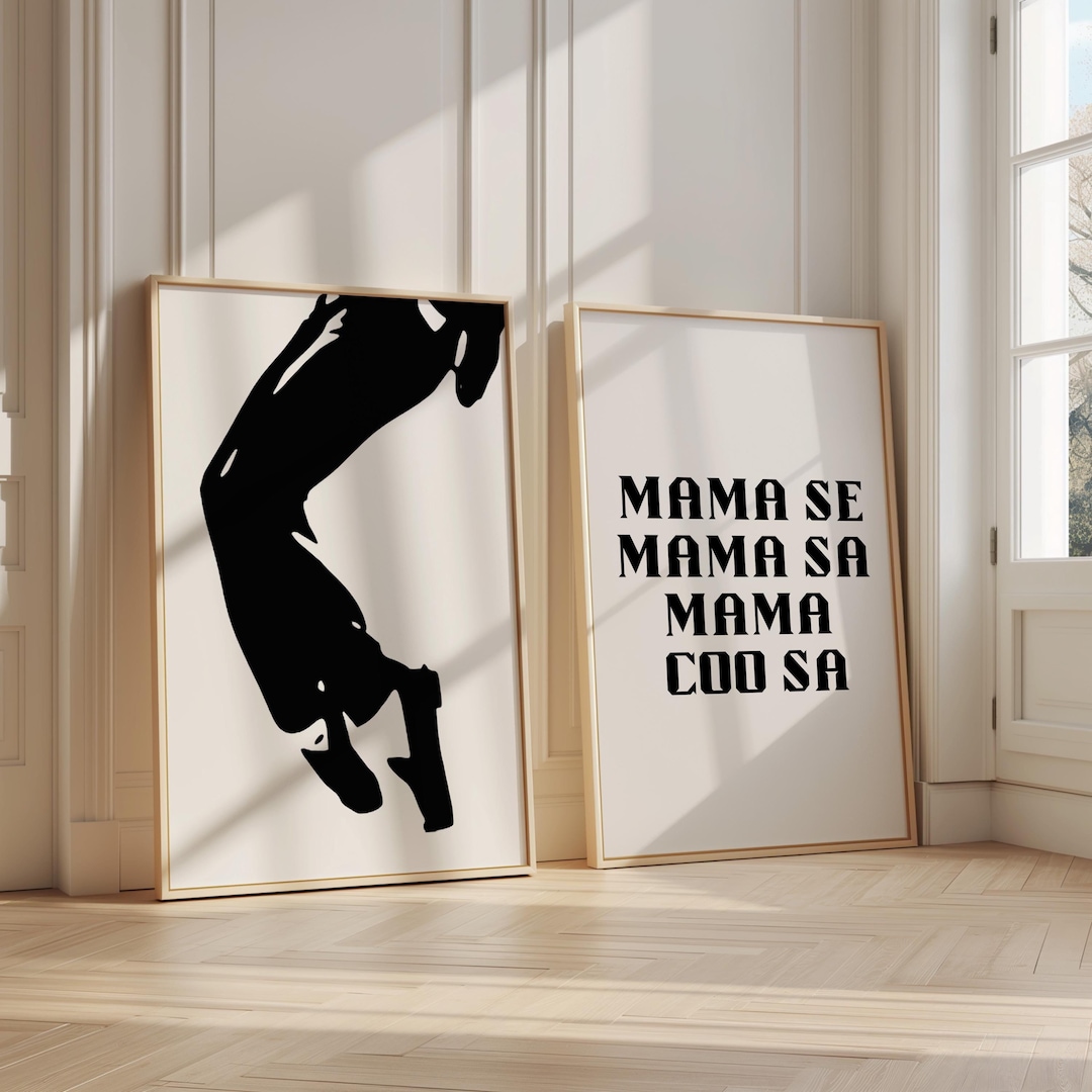 Mama Say Mama Sa Mama Coosa Lyrics Music Wall Art - Mama Se Mama Sa Mama Coo Sa Print - Set of 2 MJ