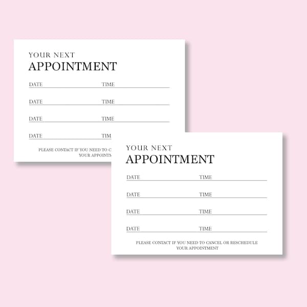 Your Next Appointment Card, Schedule Multiple Appointments, Appointment Reminder Printable, Instant Download