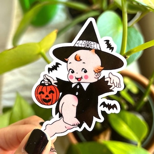 Witch kewpie sticker / Halloween stickers / cute spooky stickers