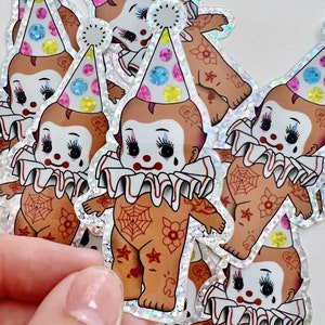 Clown kewpie glitter sticker