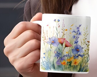 Ceramic Mug 11oz - Floral - Set of Matching Cups