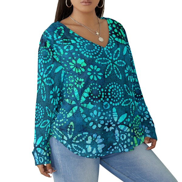 1200~Asymmetrical SIRIO Long Shirt with Abstract Print main image 1
