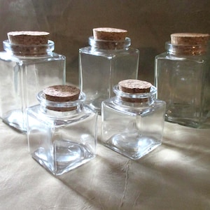 Square Jars - large and small glass jars with cork