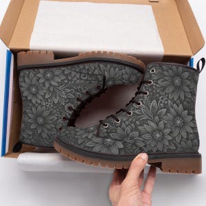 Women's Martin Short Boots, Black Combat Boots, Vegan Leather