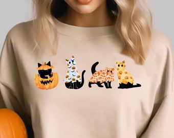 Halloween Cat Sweatshirt, Halloween Hoodie, Black Cat Shirt, Cat Lover Shirt, Spooky Season Shirt, Funny Halloween Shirt, Black Cat Gifts