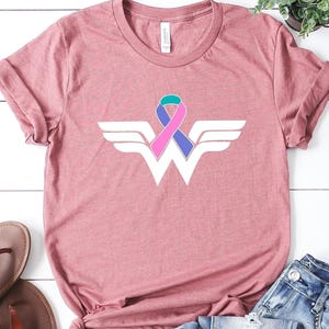 Cancer Warrior Shirt, Cancer Ribbon Wonder Women Shirt, Thyroid Cancer Shirt, Strong Women Tee, Cancer Awareness Shirt, Cancer Fighter Shirt