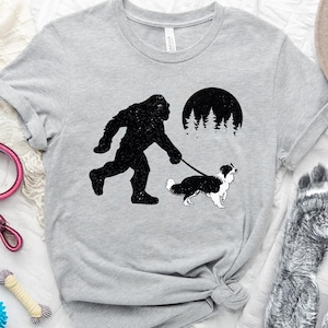 Bigfoot Walking Border Collie Dog Funny Sasquatch T-Shirt, Border Collie Dog Gifts, Dog Lover Shirt, Funny Bigfoot Shirt, Dog Owner Gifts