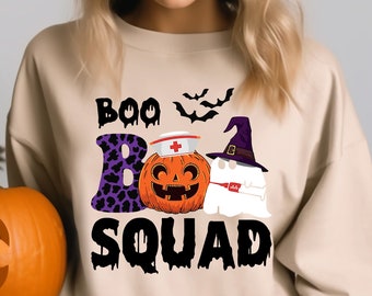 Boo Squad Sweatshirt, Halloween Nursing Sweatshirt, Halloween Party Tee, Funny Halloween, Halloween Nurse Shirt, Boo Shirt, Halloween Shirt