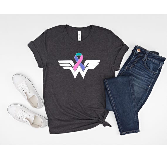 Cancer Ribbon Wonder Women Tshirt ,Cancer Warrior Shirt, Breast Cancer Shirt, Strong Women Tee, Cancer Awareness Shirt, Cancer Fighter Shirt