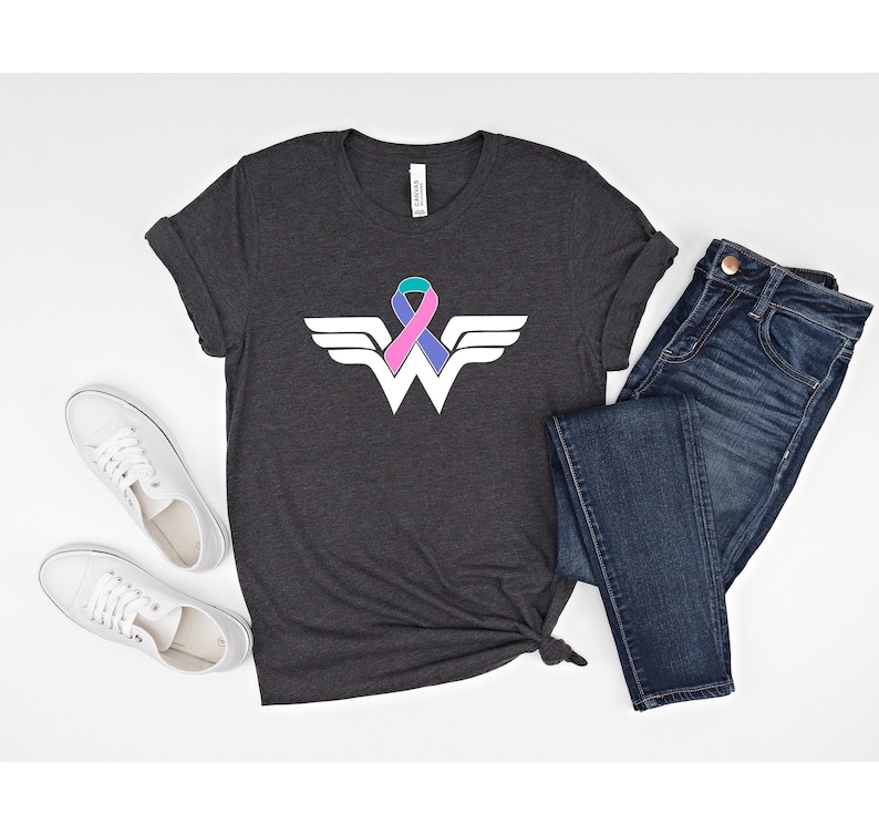 Cancer Ribbon Wonder Women Tshirt ,Cancer Warrior Shirt, Breast Cancer Shirt, Strong Women Tee, Cancer Awareness Shirt, Cancer Fighter Shirt image 1