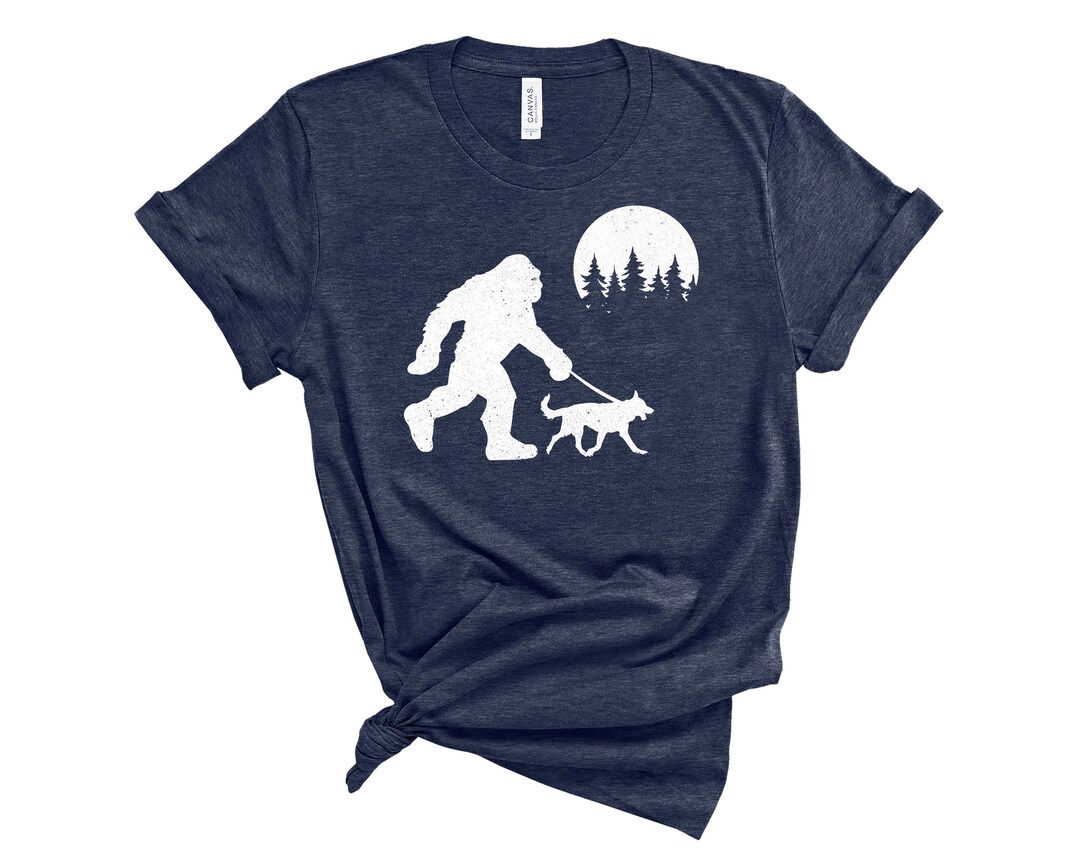 Bigfoot Walking German Shepherd Dog Funny Sasquatch Tshirt, Dog Lover Shirt, Funny Bigfoot Shirt