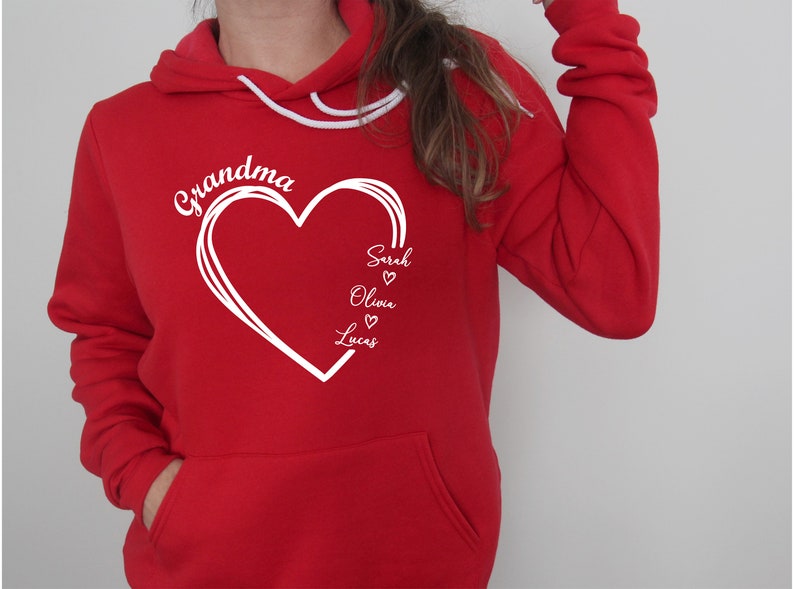 Custom Grandma Sweatshirt, Grandma Heart Sweatshirt, Grandkids Name Shirt, Grandma Hoodie, Great Grandma Gift, Gifts for Grandma, Nana Shirt immagine 5