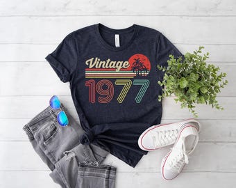 Vintage 1977 Retro Shirt, 48th Birthday, 48th Birthday Gift, 48th Birthday Party, 48th Birthday Gift For Women, 48th Birthday Gift For Men