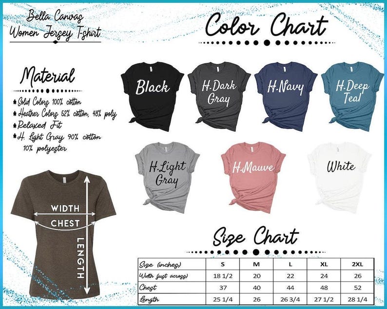a women's t - shirt with the words color chart on it