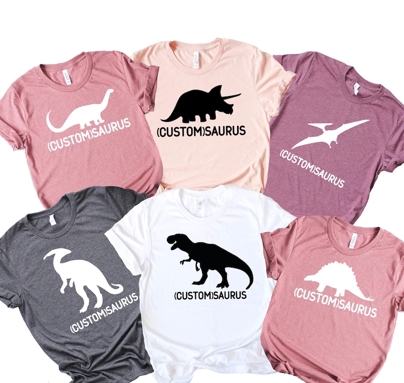 Personalized Dinosaurus Shirt, Dinosaur Shirt, Custom Saurus Shirt, Matching Family Shirt, Dinosaur Outfit, Custom Birthday Gift, Dino Shirt image 1