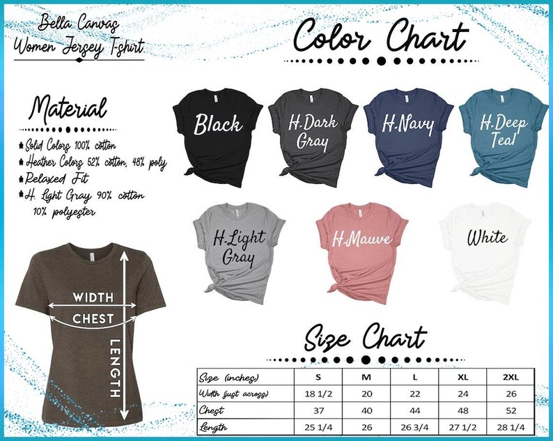 a women's t - shirt with the words color chart on it