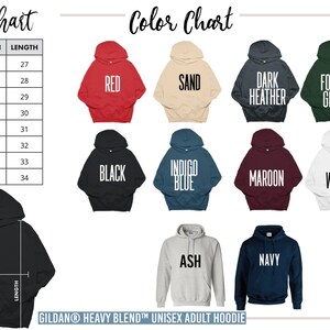 the hoodie sizes chart for each of the hoodies